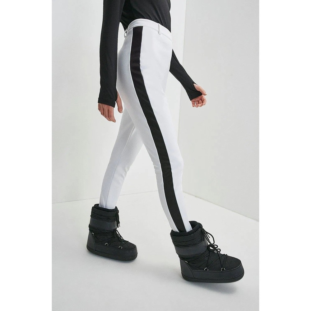 Karen Millen White Black Side Stripe Stirrup Ski Trouser Pants US 6 NWT